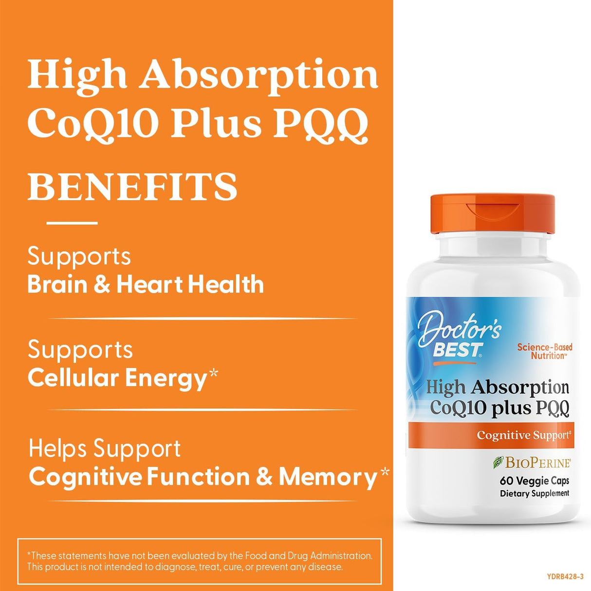 CoQ10 + PQQ Doctor's Best, Apoyo Cognitivo, 60 Veggie Caps