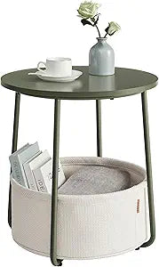 Mesa de Noche Moderna con Canasta de Tela, Modelo ULET223C80