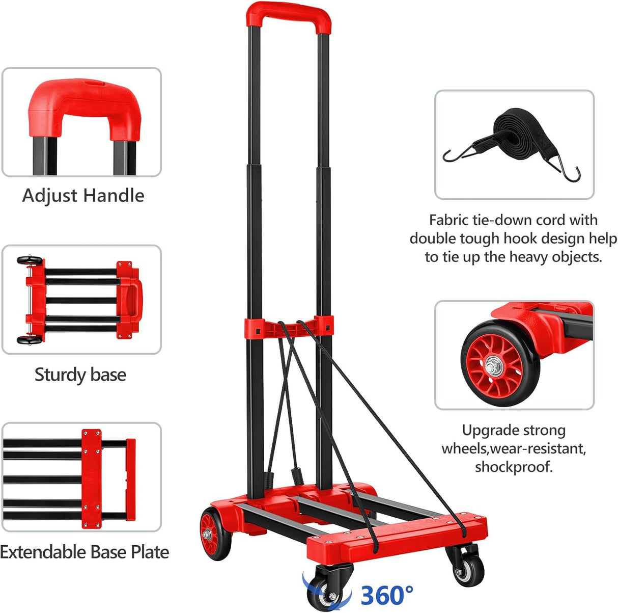 Carretilla Plegable KEDSUM 290 lbs, Ligera y Resistente, Modelo 2023
