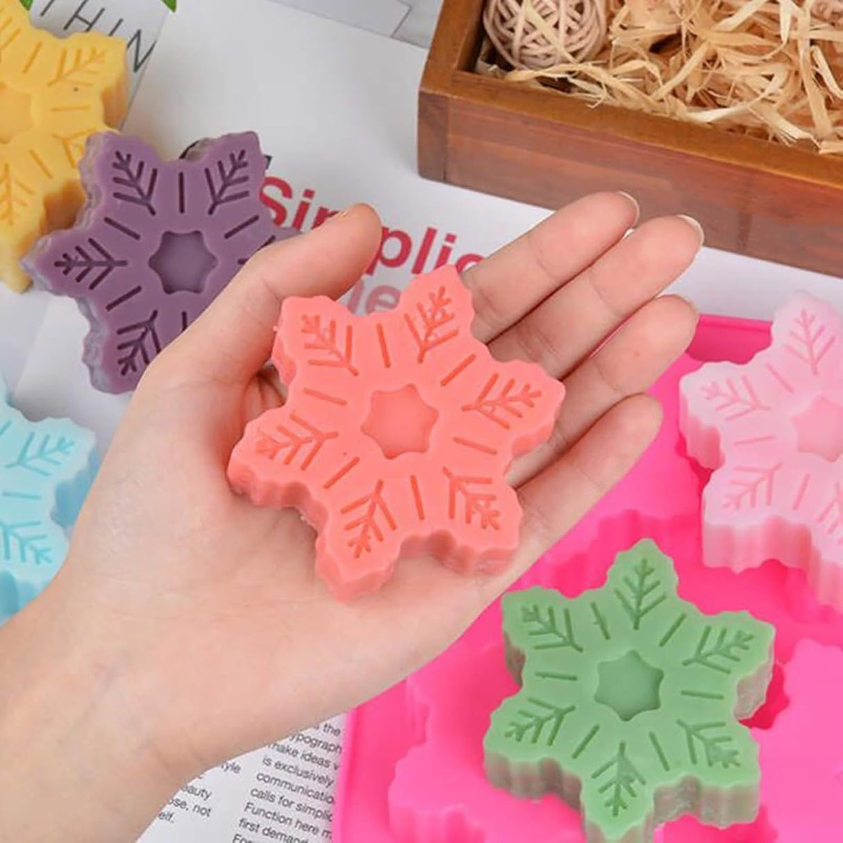 Moldes de Silicona para Nieve, 6 Cavidades, 2 Pcs, Navidad