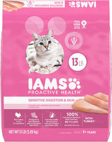 IAMS Proactive Health Adult Sensitive Digestion &amp; Skin Dry Cat Food with Turkey, 13 lb. Bag