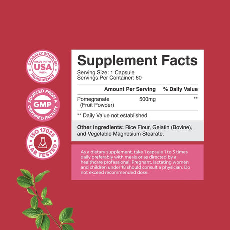 Suplemento de Extracto de Granada AntioxidanteSalud Cardíaca