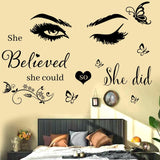 Adhesivo de pared de vinilo con texto en inglés calcomanías de pared de mariposa para dormitorio, sala de estar, aula, oficina, habitación de niña y hogar