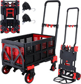 Carretilla Plegable 2 en 1, 330LBS, Ruedas, Mango Retráctil