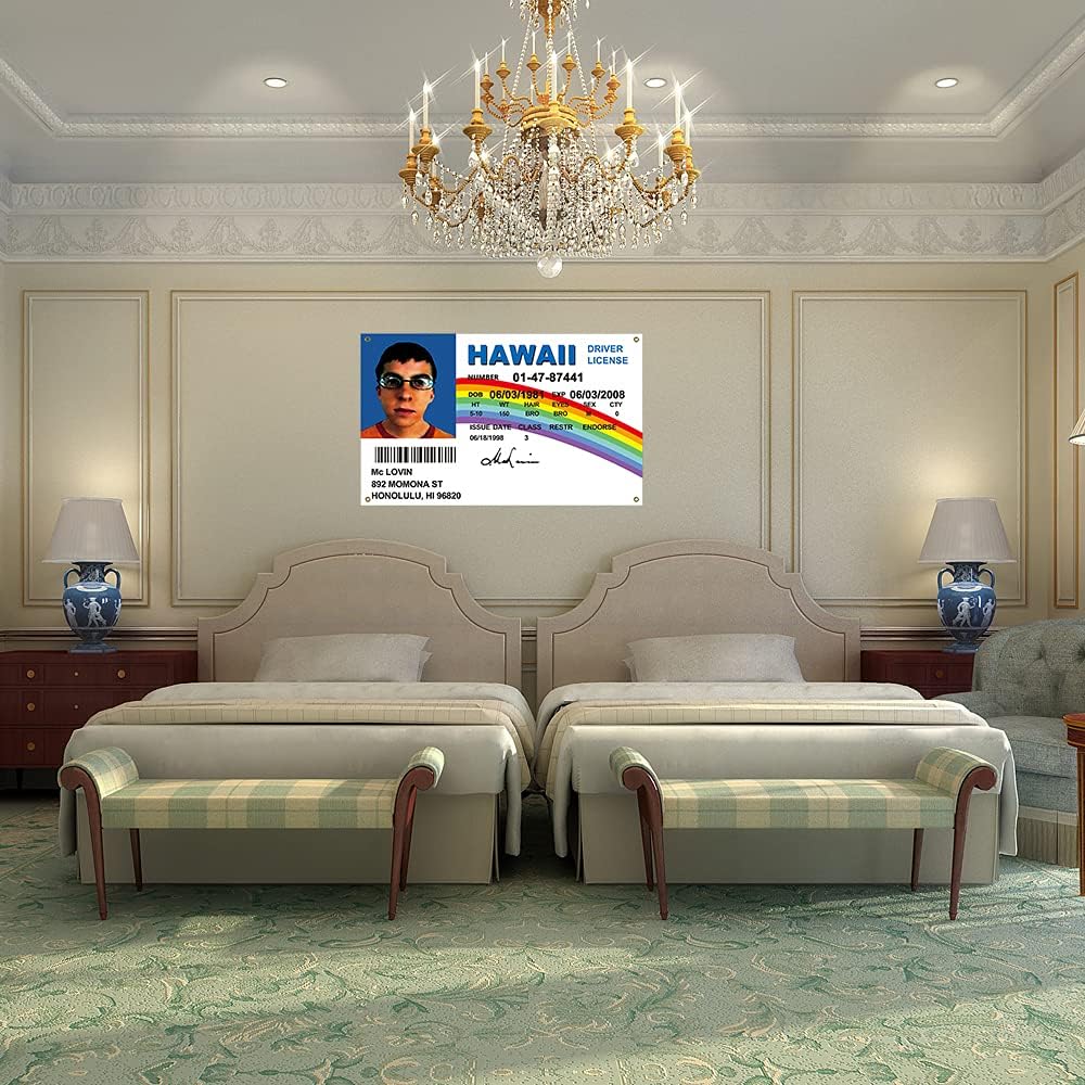 Bandera 3x5 Ft Licencia Conductor McLovin para Dormitorio y Exteriores