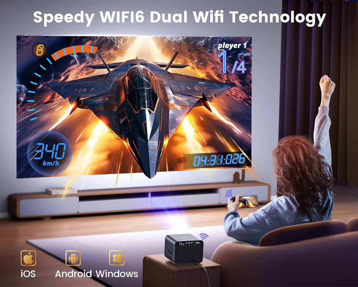 Proyector 4K WiMiUS, Wifi6, Bluetooth, 700ANSI, 1080P, 7000+Apps