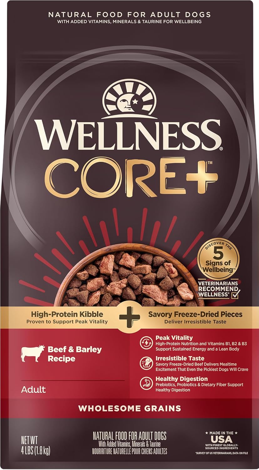 Alimento seco para perros, receta de res y cebada, 4 lbs