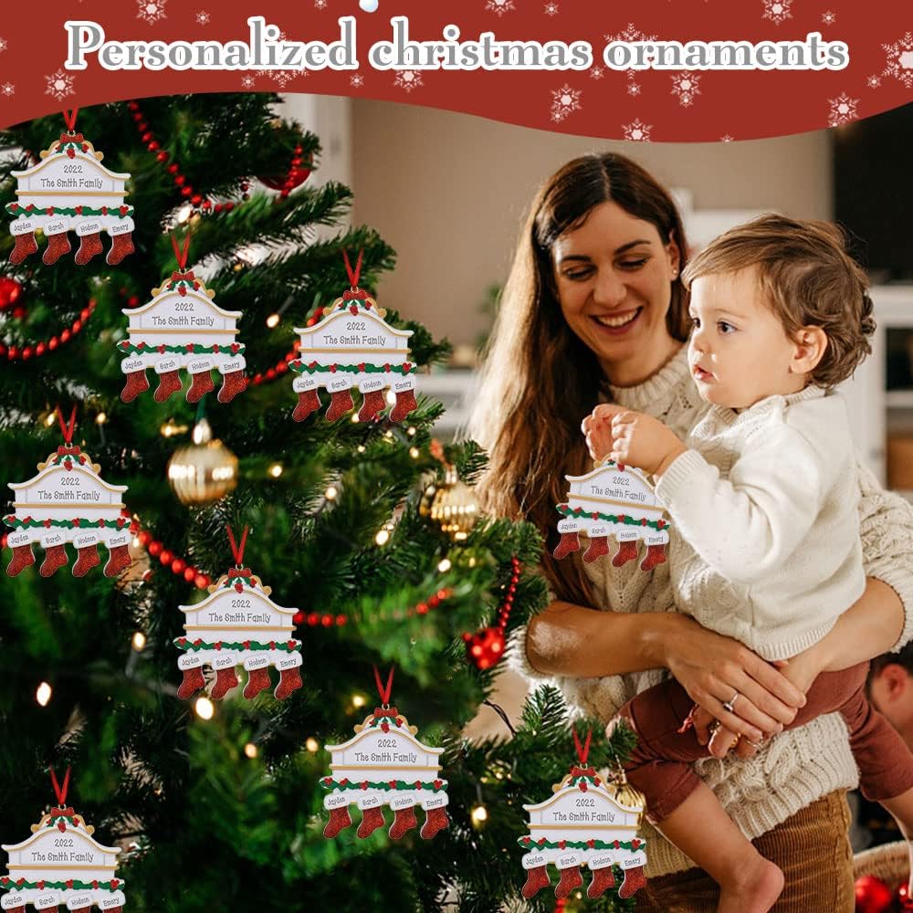 Adornos Navideños Personalizados 2024 - 4 Nombres para Familia