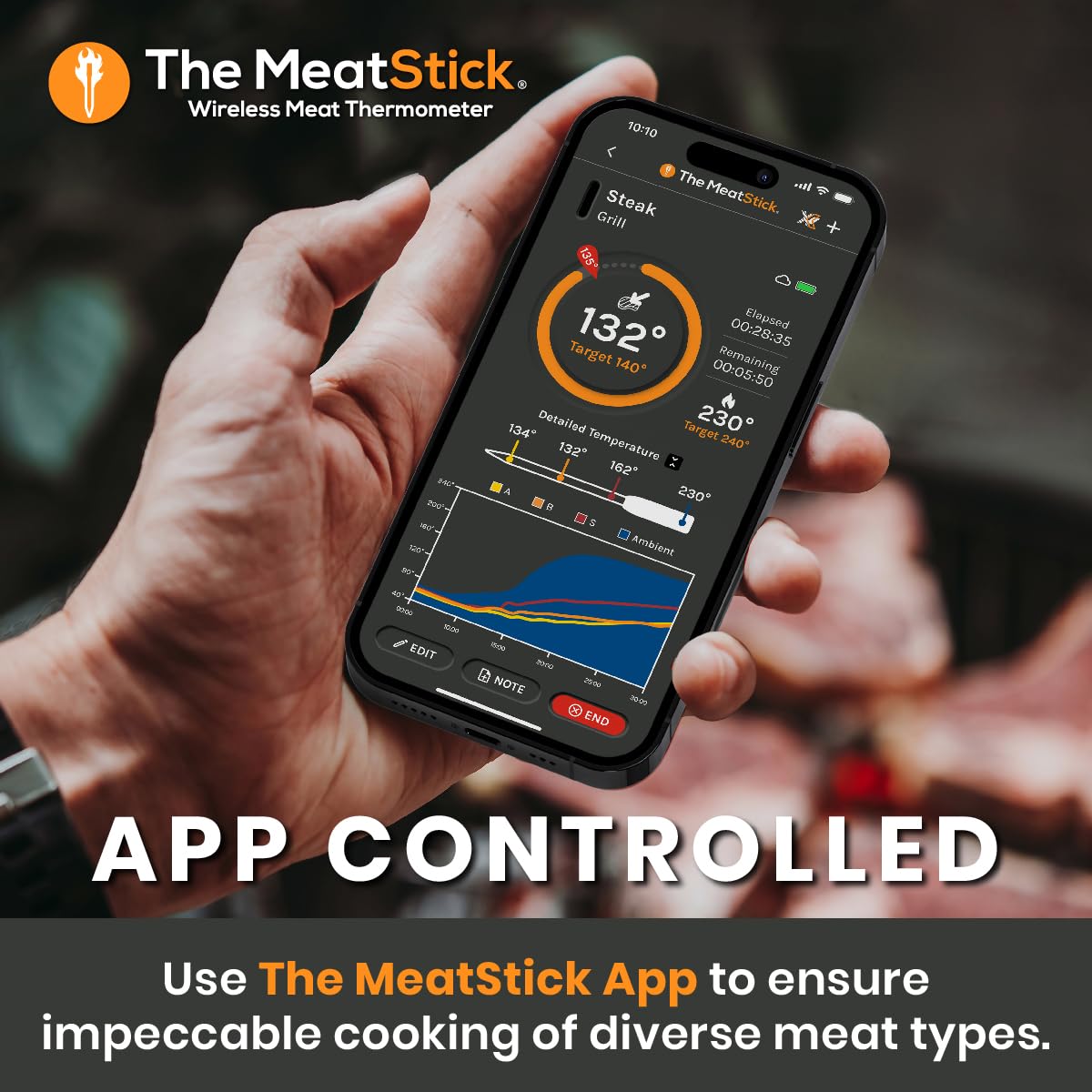 Termómetro de carne MeatStick 4 WiFi | Inalámbrico y Cuádruple