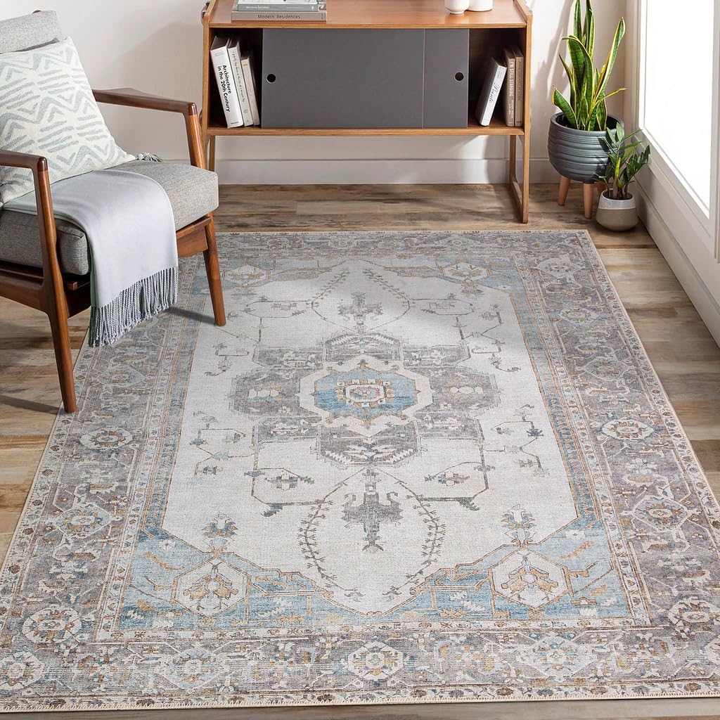 Alfombra Lavable 3x5 Adiva con Antideslizante, Vintage, 3'x5