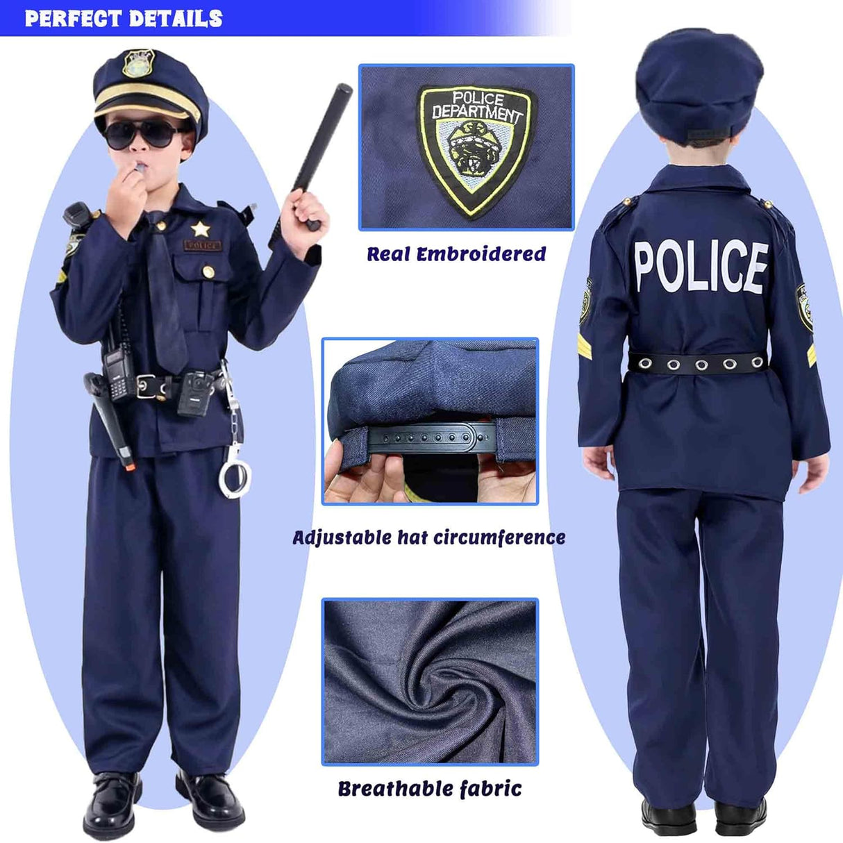 Disfraz de Policía Infantil - Uniforme con Accesorios, Modelo 2023