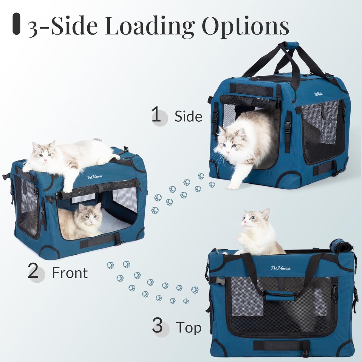 Transportín Extra Grande para 2 Gatos, Plegable, 24x16.5