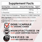Suplemento nootrópico natural Cápsulas cafeina y L-teanina
