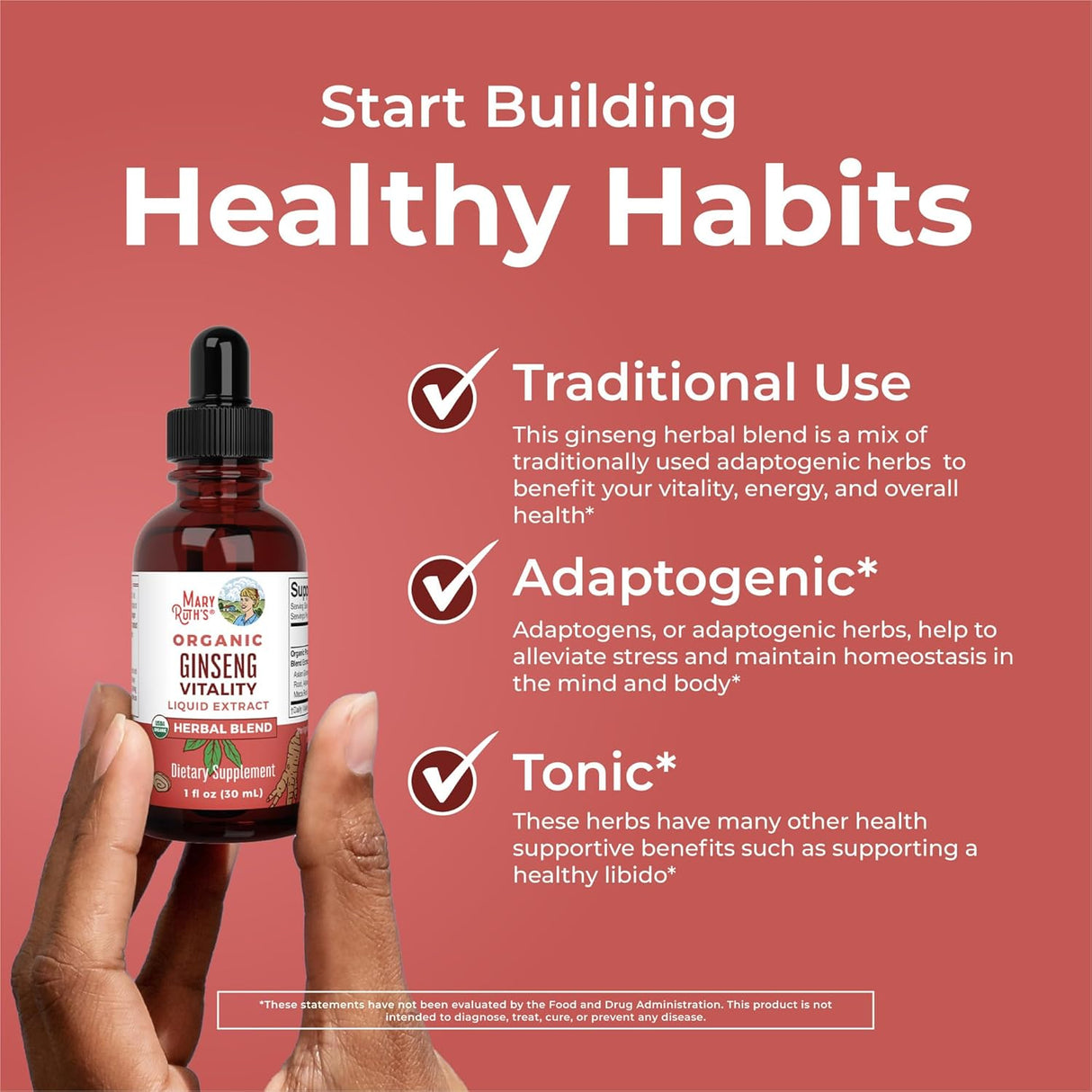 MaryRuth Organics Suplemento herbal para cerebro, energía y memoria