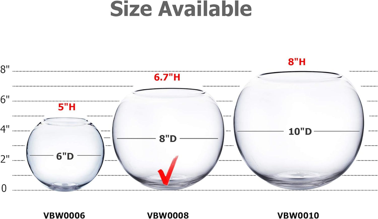 WGV - Jarrón de vidrio, diámetro de 8 pulgadas, altura 6.5 pulgadas, ancho abierto de 3.75 pulgadas, múltiples opciones de tamaño), maceta de burbujas transparentes para decoración del hogar, eventos