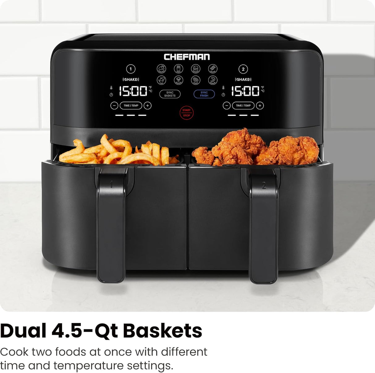 Freidora de aire Chefman TurboFry Touch, Doble capacidad.