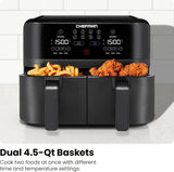 Freidora de aire Chefman TurboFry Touch, Doble capacidad.