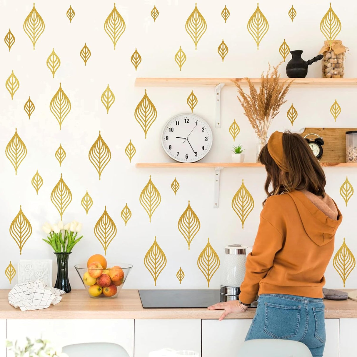Sticker de Pared Hojas Modernas, Vinilo, Decoración Nórdica