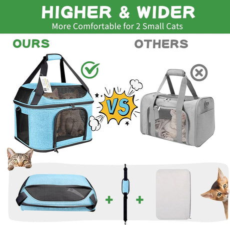 Transportadora para 2 Gatos, Oeko-TEX, Aprobada TSA, 20 lbs
