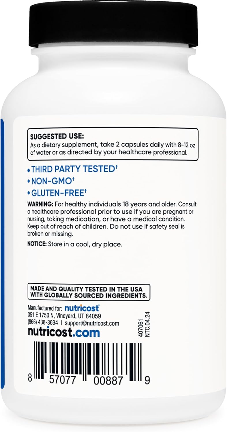 HMB Nutricost 1000mg, 120 Cápsulas, Gluten Free, Non-GMO
