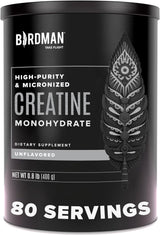 Creatina Monohidratada BIRDMAN, 80 Serv. Vegana y Sin Azúcar