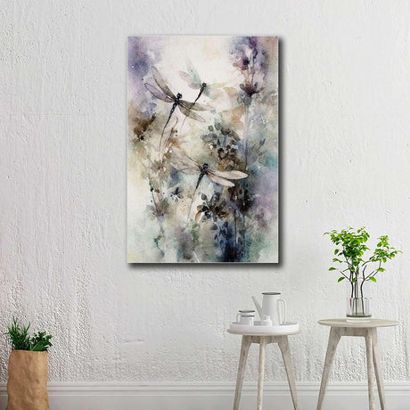 Póster lienzo libélula acuarela lavanda arte pared 16x24 sin marco