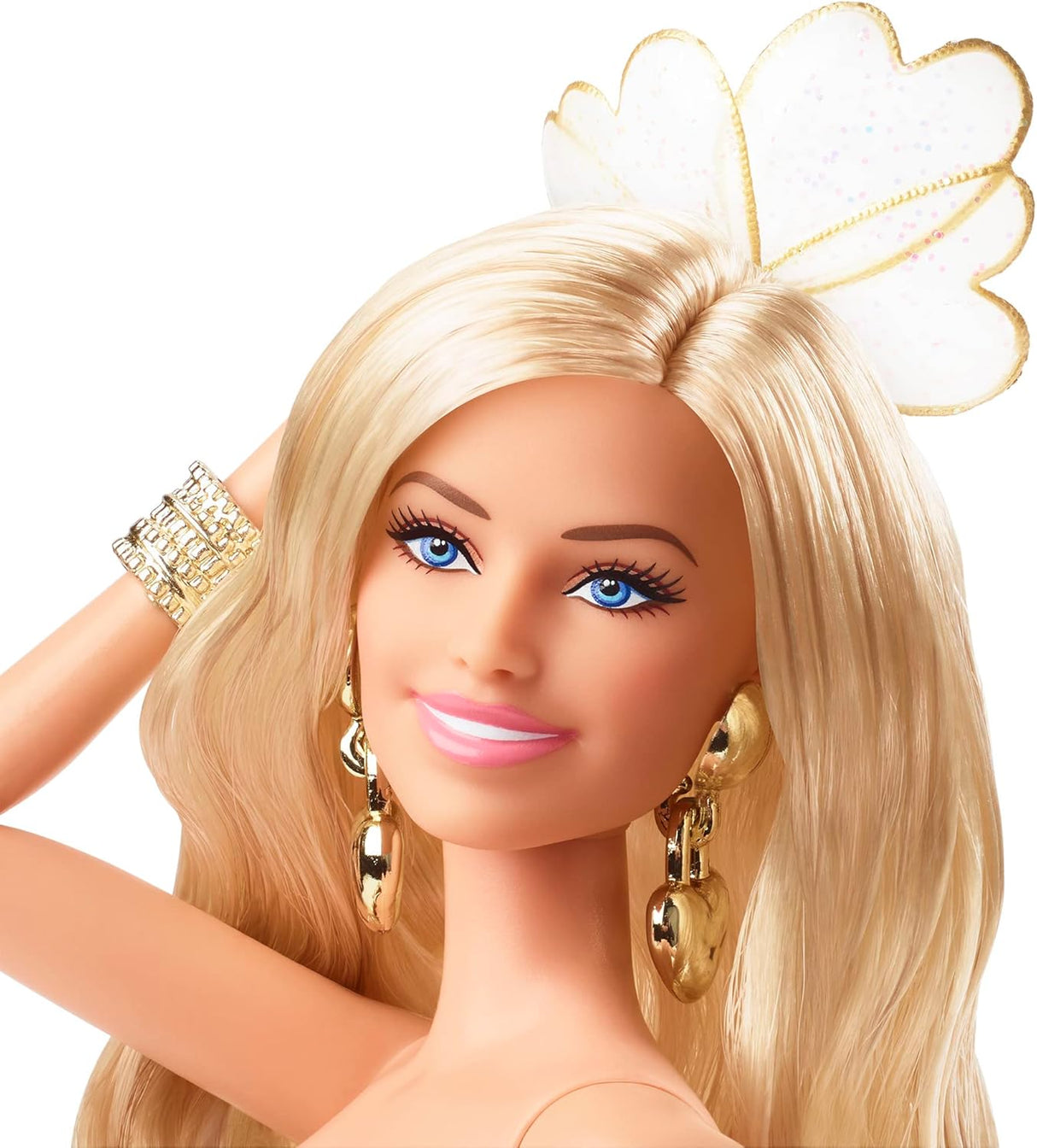 Muñeca Barbie Margot Robbie en mono de lentejuelas doradas HPJ99