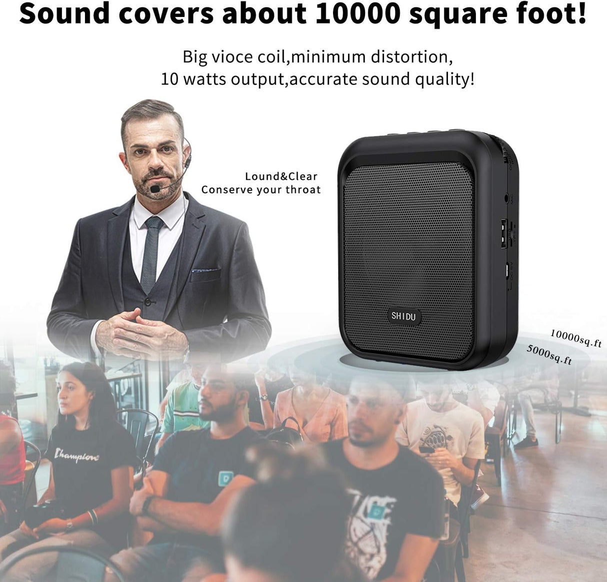 Amplificador de Voz Portátil Bluetooth con Micrófono 10W