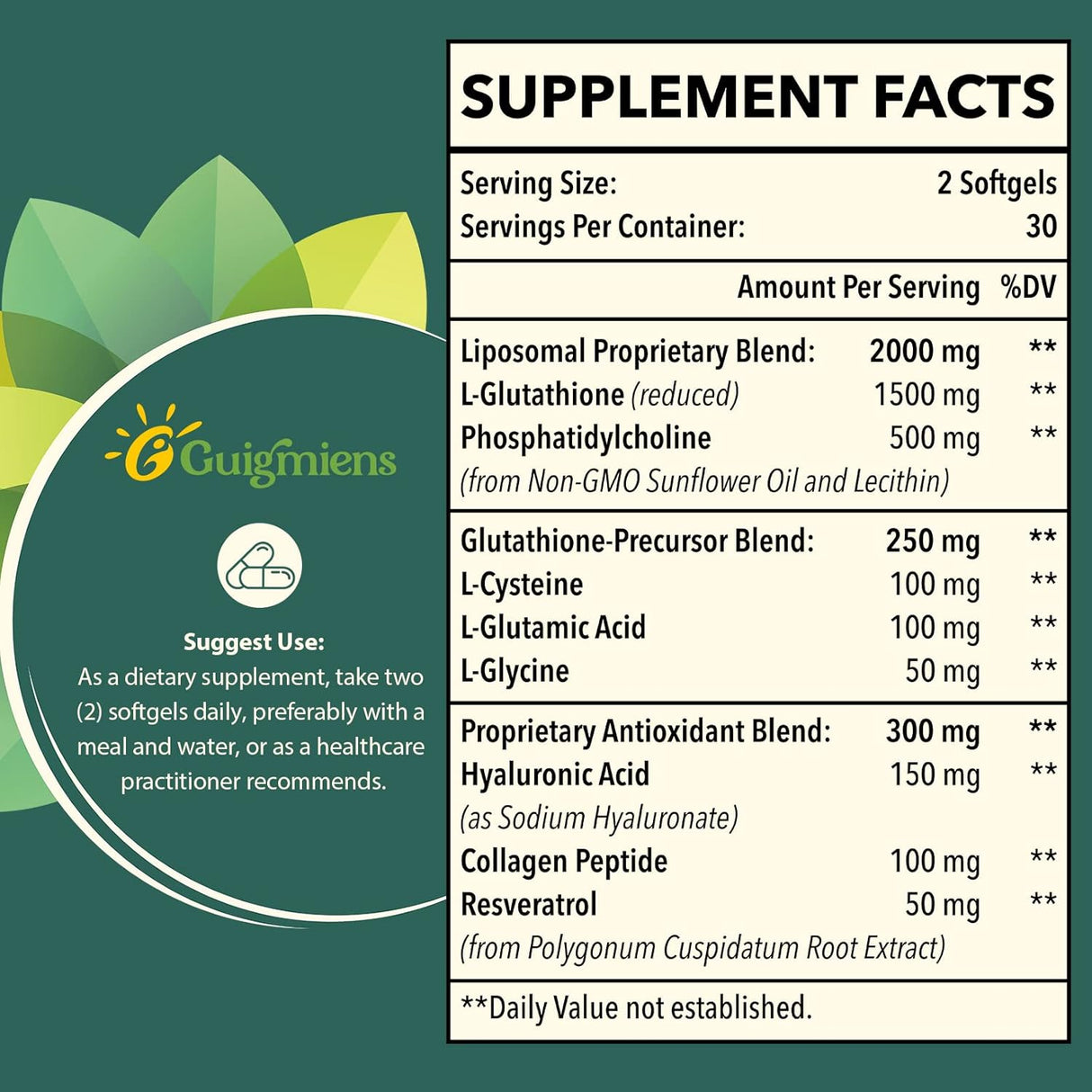 Suplementos Alimenticios de glutatión con ácido hialurónico