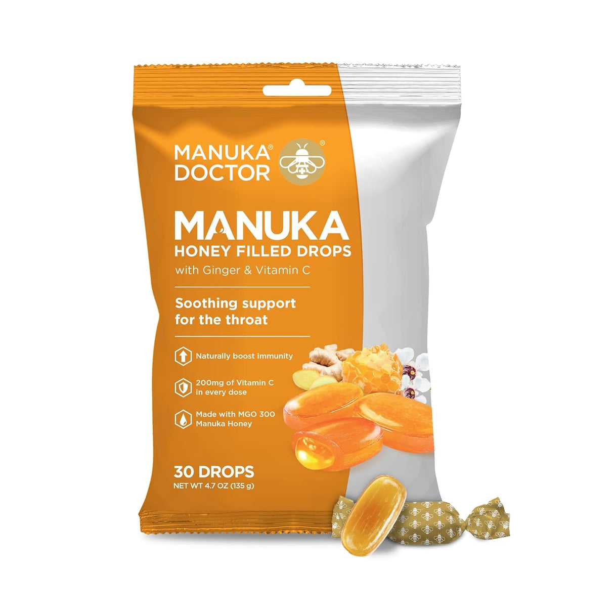 Pastillas para la Tos con Miel, Vitamina C y Jengibre, Manuka