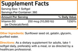 Bronson Vitamina D3 10,000 IU Alto Potencia 360 Softgels