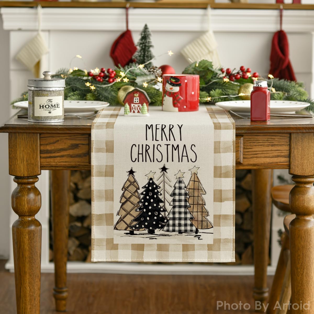 Camino de Mesa Artoid Mode, Estilo Buffalo Plaid, 13x72