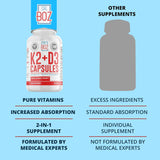 Dr. Boz K2+D3 Cápsulas, Salud Ósea y Cardíaca, 66 Serv.