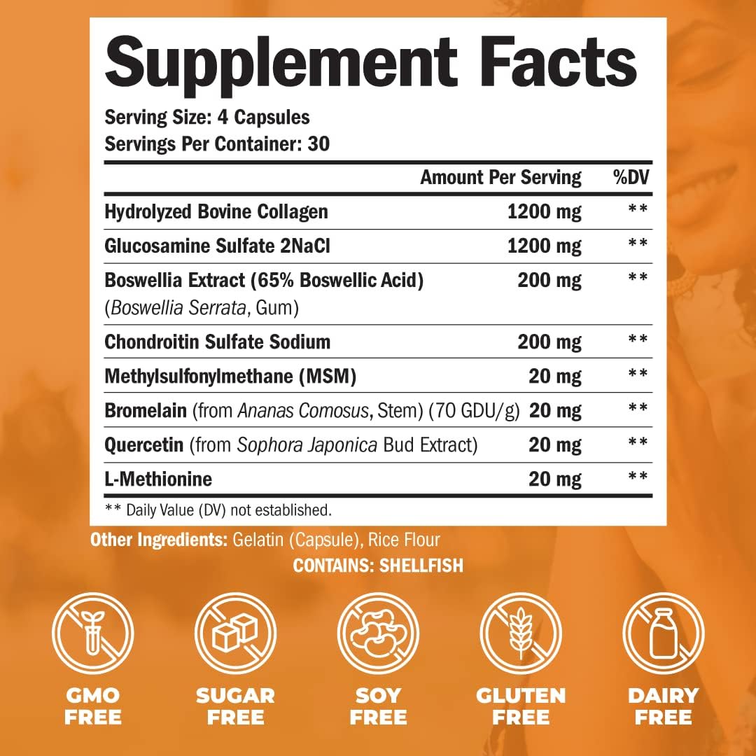 Suplemento de condroitina de colágeno y sulfato de glucosam