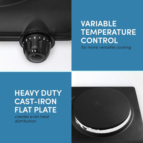 Estufas eléctrica con control de doble temperatura, en negro