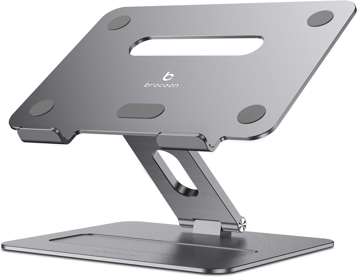 Brocoon - Soporte ajustable para computadora portátil, soporte ergonómico de aluminio para MacBook con ventilación térmica, elevador para portátil compatible con portátiles de 10 a 17 pulgadas