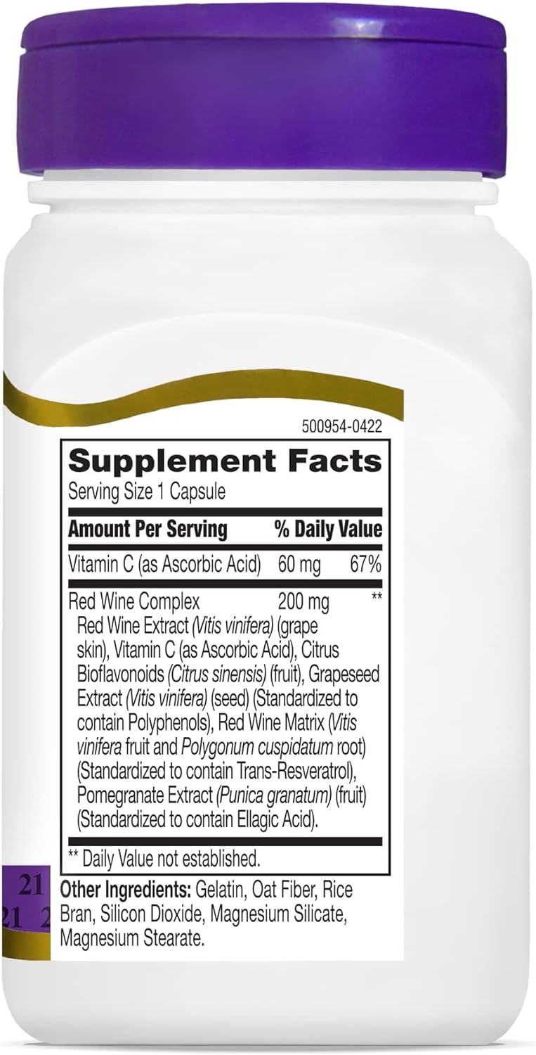 Suplemento Cápsulas de extracto de vino tinto de resveratrol