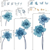 Pegatinas de Pared Florales Wondever, Piones y Mariposas, Modelo Floral