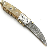 Cuchillo de acero de damasco forjado hecho a mano con funda