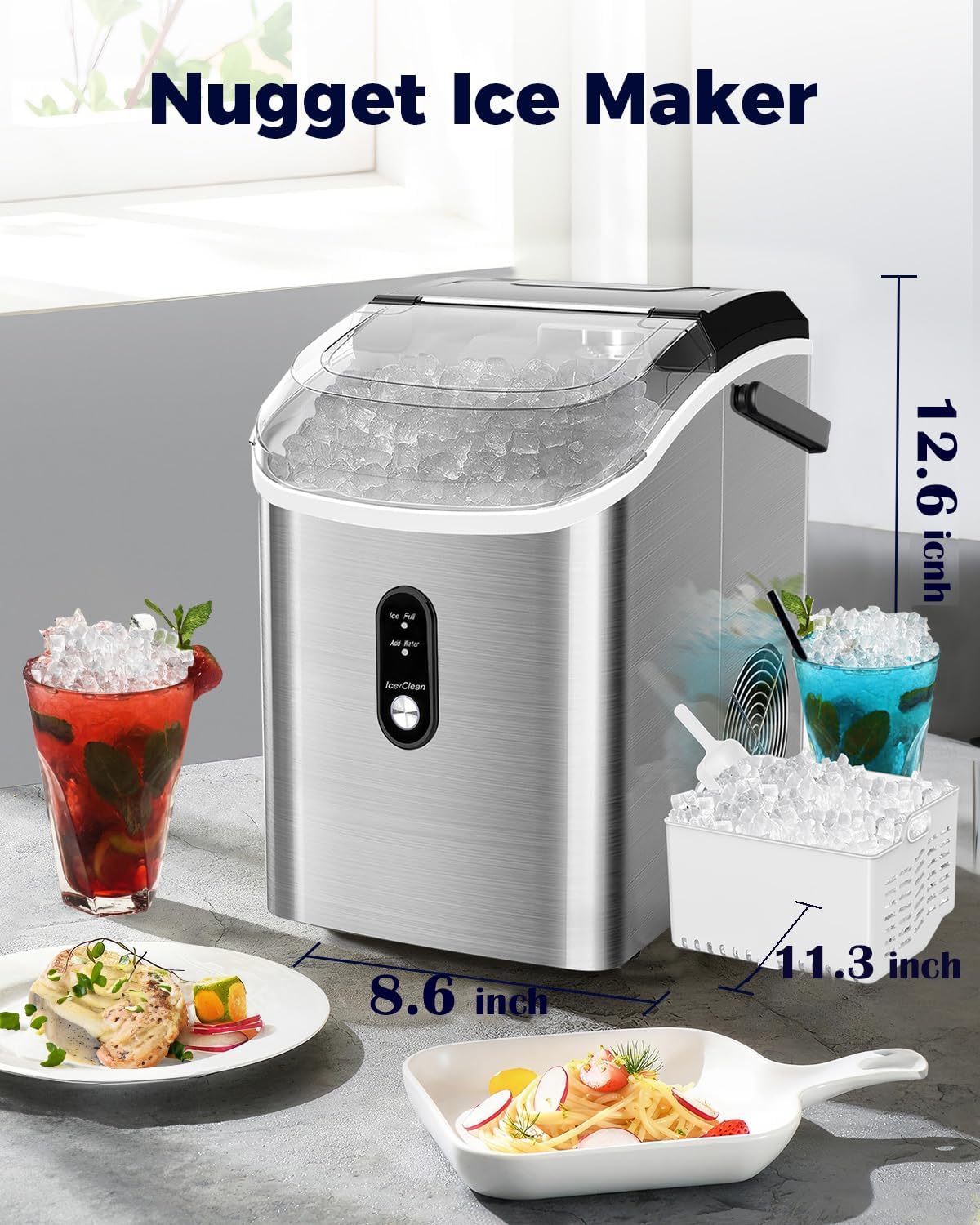 Máquina de Hielo en Pebbles, Limpieza Automática, 6 Minutos