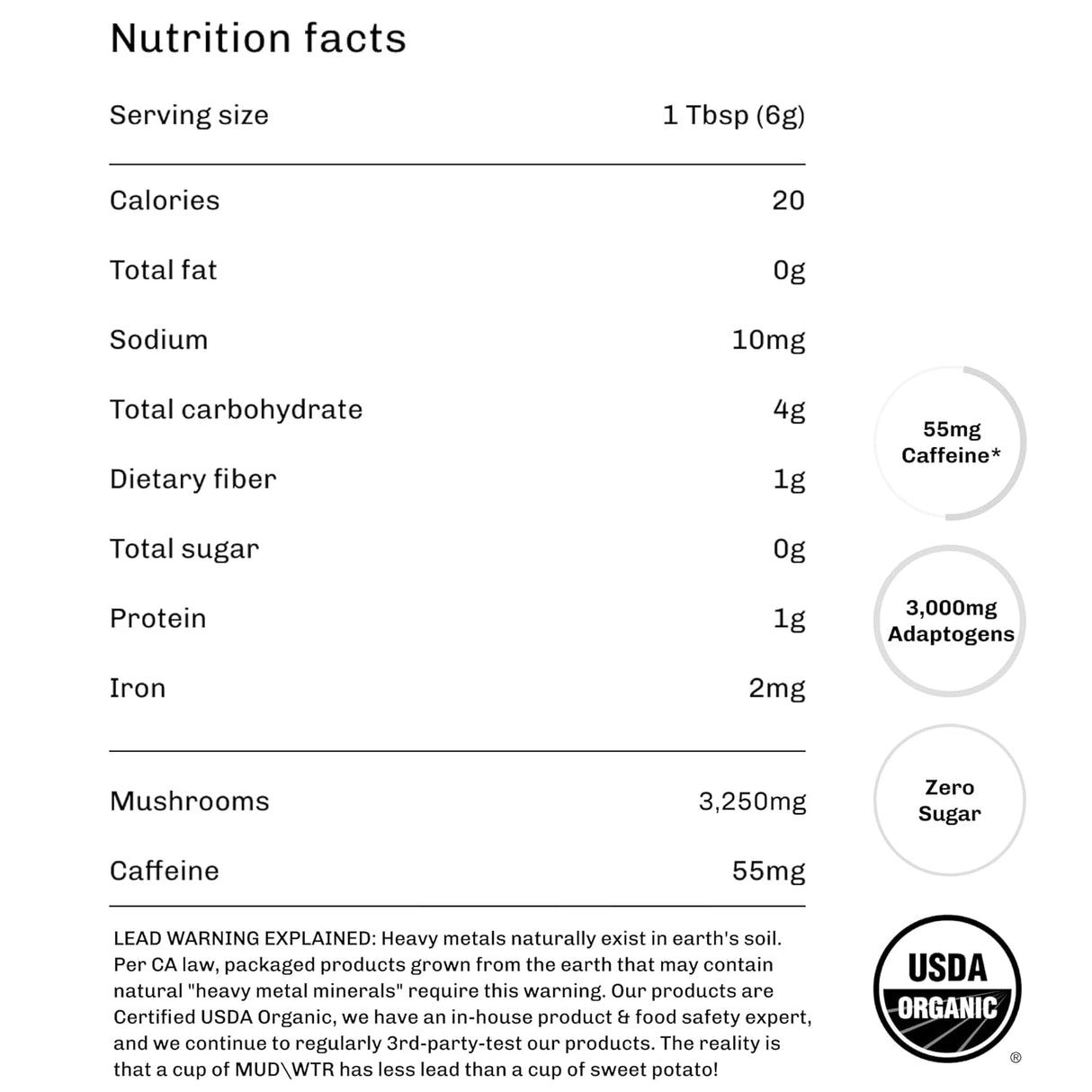 MudWtr Matcha con hongos adaptógenos, 3000mg, 30 porciones