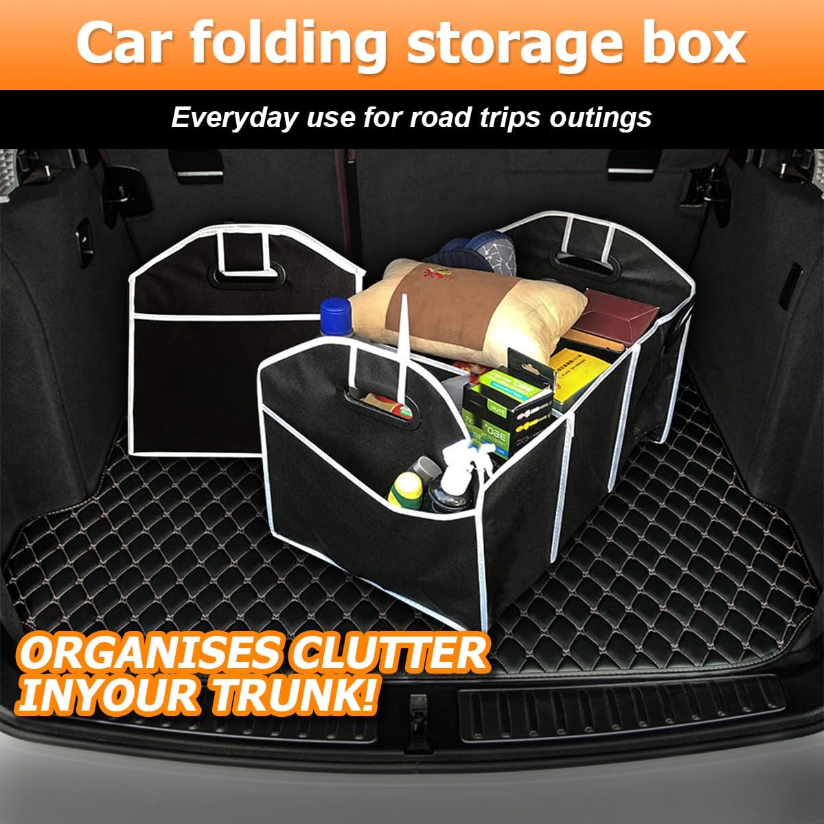 Organizador de Maletero, Marca, 3 Compartimentos, Plegable