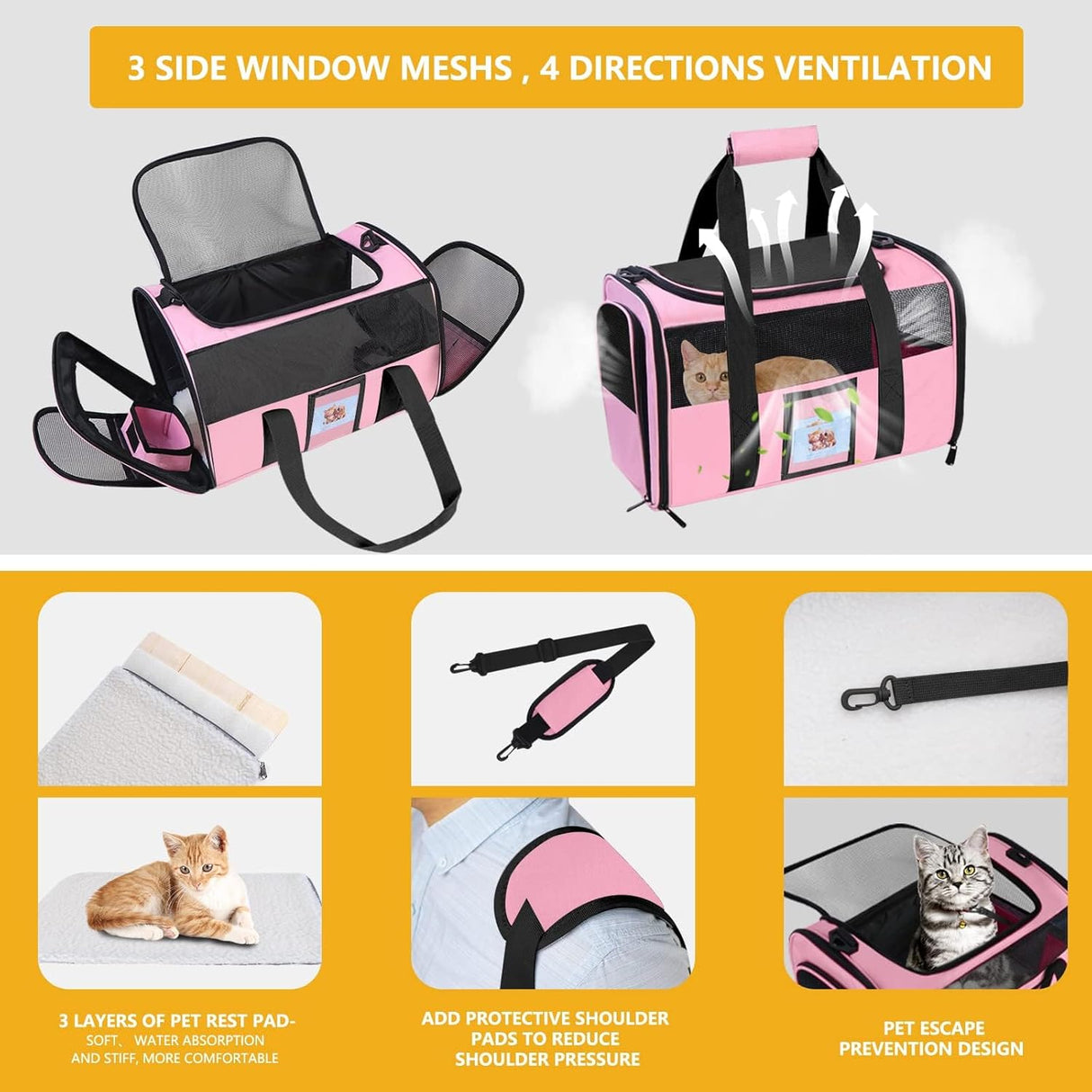 Transportín Suave Oeko-TEX para Gato y Perro Pequeño - Aprobado TSA