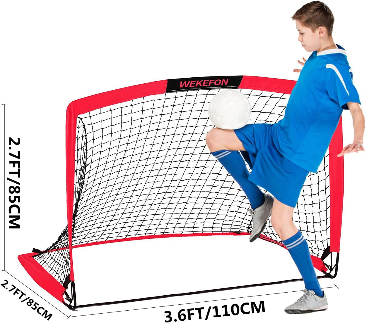 Juego de 2 redes de fútbol portátiles plegables, con bolso