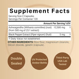 Suplemento de Ashwagandha NatureBell, 12,500 mg, 240 cápsulas