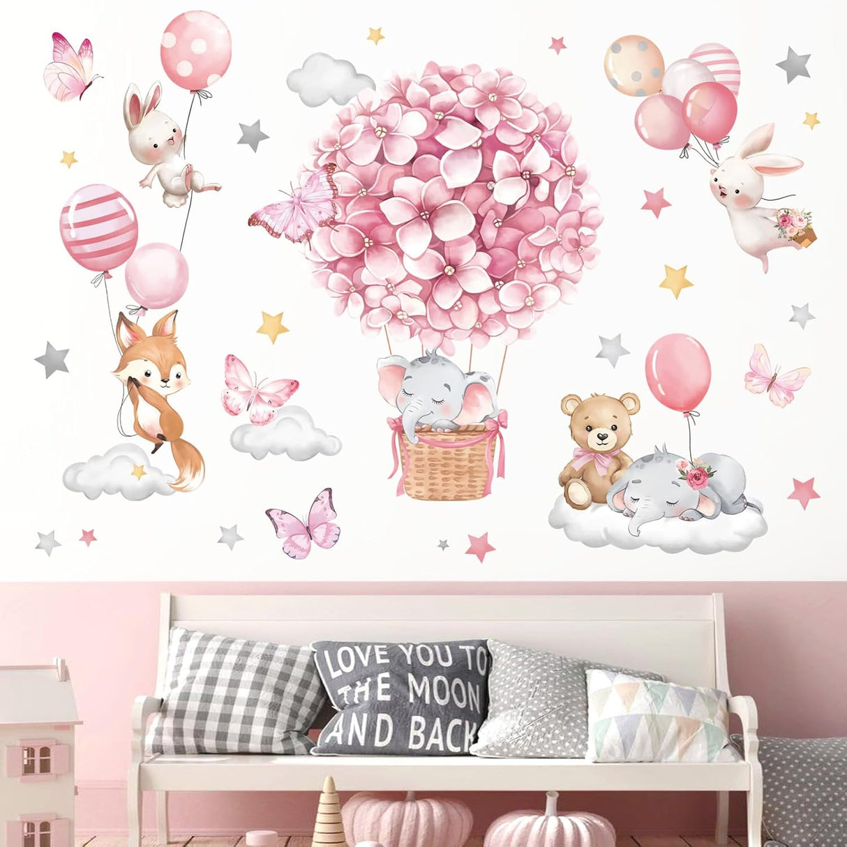 Adhesivos de Pared Decalmile Animales Globos para Niños