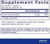 Suplementos Alimenticio picolinato  Zinc 15 mg  60 capsula