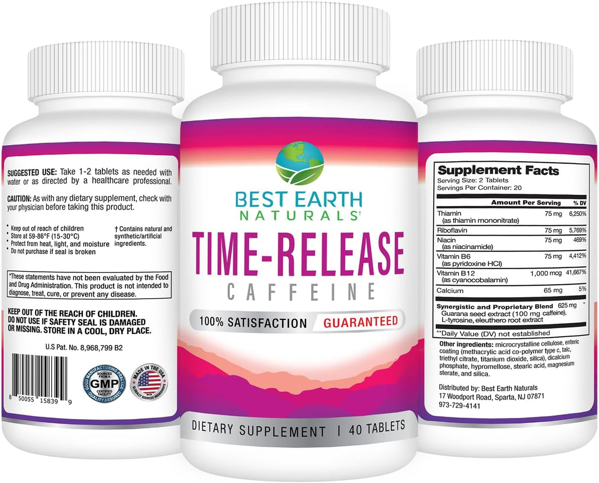 Café Time Release Best Earth Naturals con L-Tirosina 40 Cápsulas