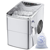 Máquina de Hielo Portátil, Autolimpiante, 26lbs/24h, Silver