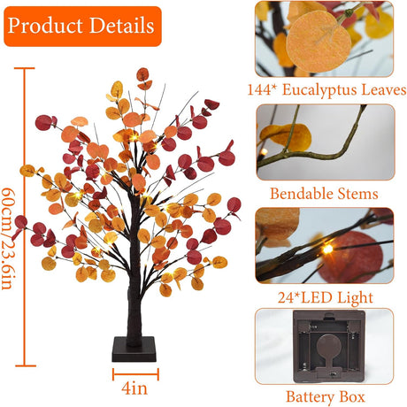 Árbol de Eucalipto Artificial con Luz LED - Decoración Otoño